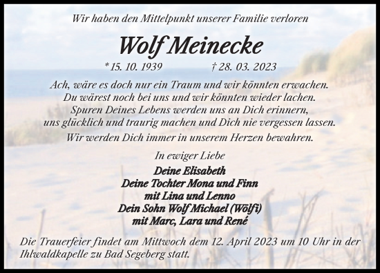 Traueranzeige von ^Wolf Meinecke von Lübecker Nachrichten